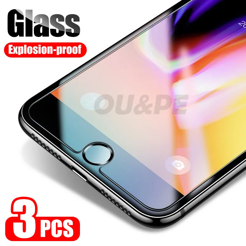3 шт. закаленное стекло для iPhone 7 8 6 6S Plus 5 5S SE Защита экрана 11 Pro 6s Xr X XS Max