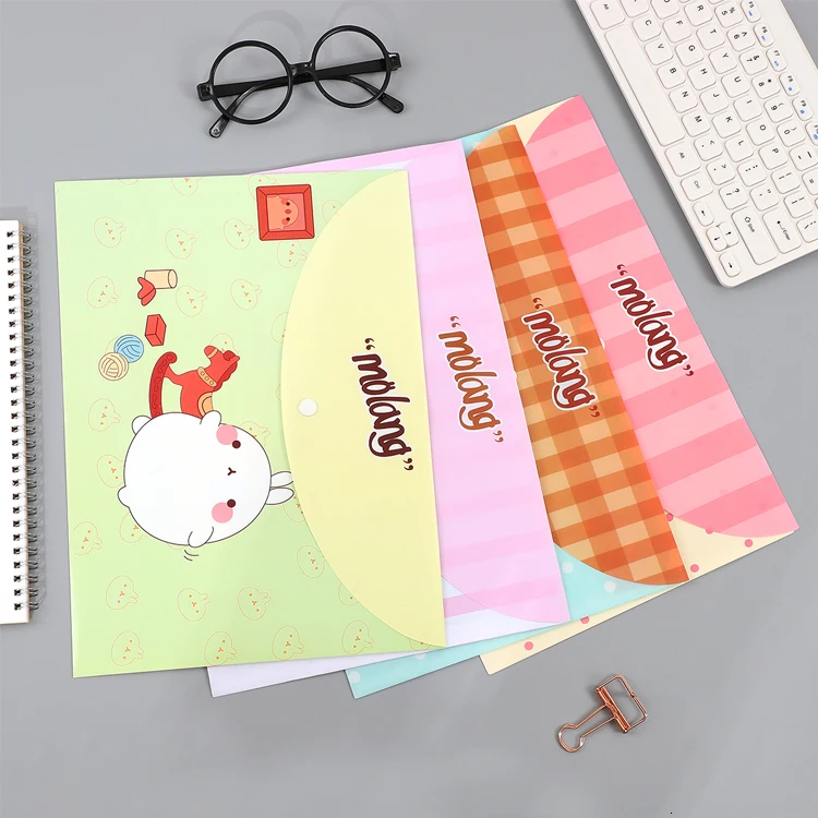 JIANWU A4 Cute cartoon PP Creative Document Bag School students file bag Bill Bag kawaii Office Supplies