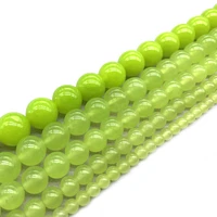 natural olive green chalcedony stone round loose crystal beads for jewelry making bracelet 15inch pick size 4 6 8 10 12mm