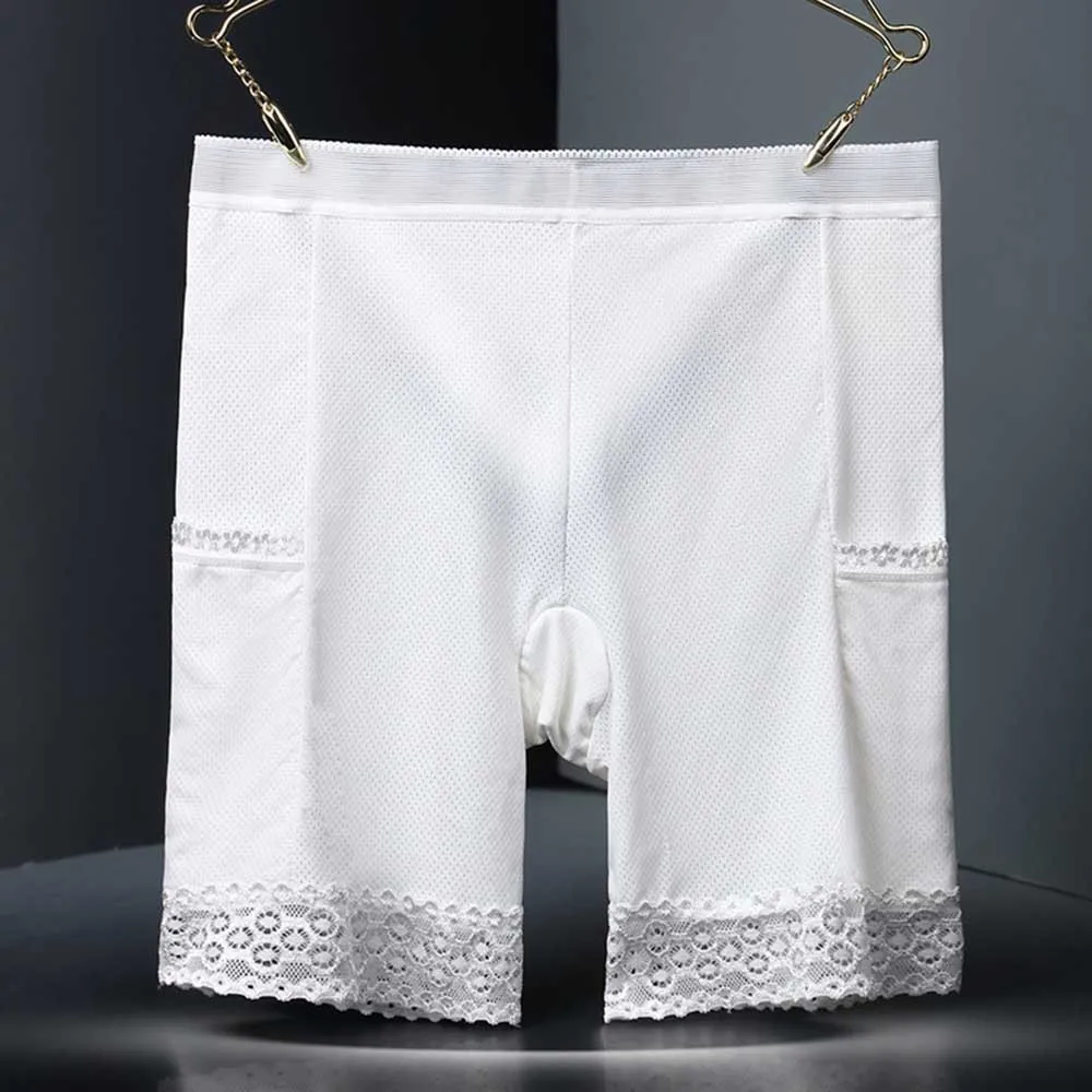 

Women Safety Pants Ladies Increased High Waist Ice Silk Breathable Soft Safety Pants Panties Shorts With Lace Panties 2021 New