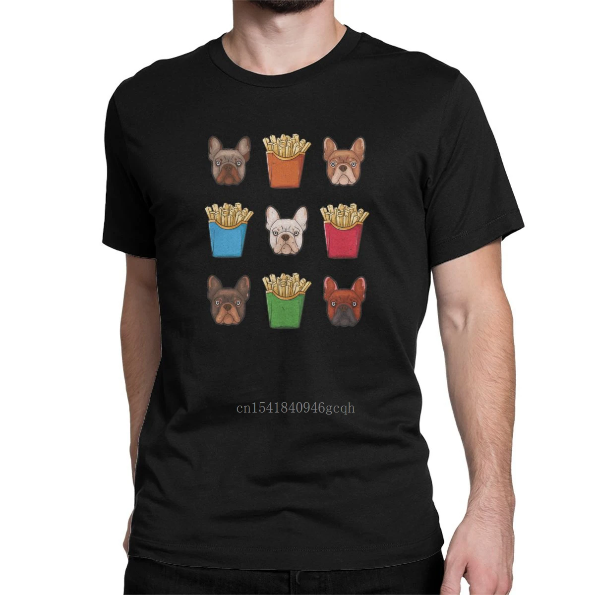 

Frenchie Fries French Bulldog French Fries Dogs T Shirts for Men Pure Cotton Creative T-Shirts Dog Lover Pets Tee Shirt Clothes