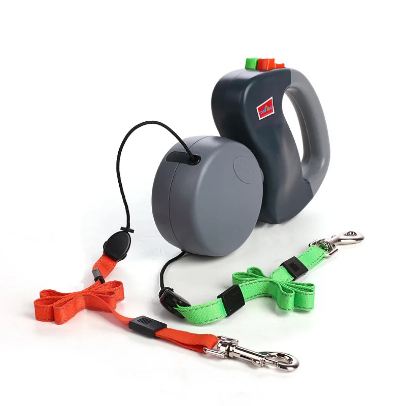 Поводки для домашних животных с двумя головками автоматическая выдвижная