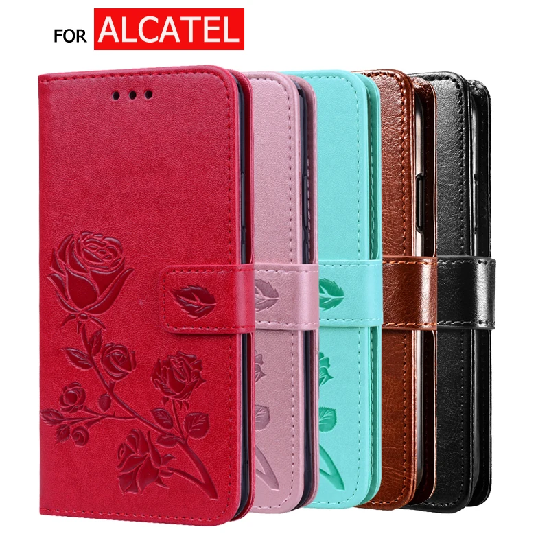 Для Alcatel Idol 4 6055 К чехол люкс PU кожа Задняя накладка для флип стенд Protector телефона 5 2