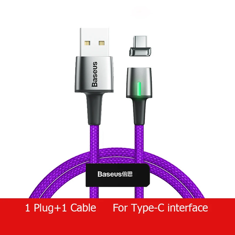PURPLE Магнитный кабель Baseus, Micro usb type-C, кабель для iPhone, huawei, Xiaomi, быстрая зарядка, магнитное зарядное устройство, USB C, для huawei P20 - Цвет: PURPLE