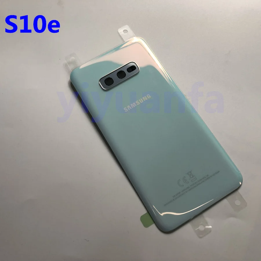 Для samsung Galaxy S10e G970 G970F G970FD задняя крышка батарейного отсека задняя стеклянная крышка Корпус чехол Замена батарейного отсека стекло камеры S10 - Цвет: S10E White