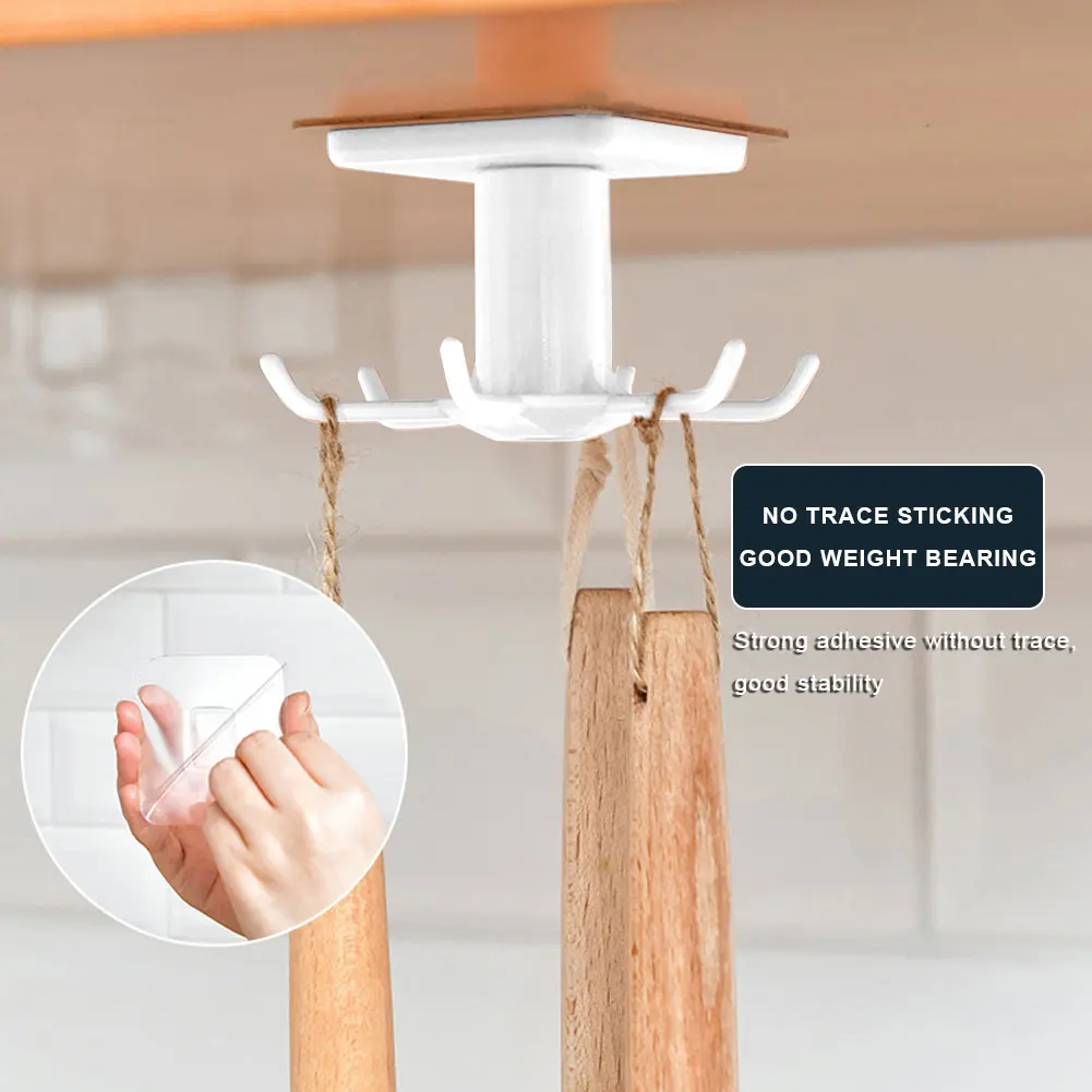 

360 Punch-free Kitchen Wall Storage Rack kitchen Rotating Hook Spatula Spoon Kitchen Utensils Wall-mounted Artifact