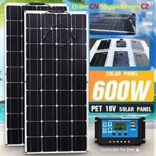 Flexible Solar Panel 600W 300W 18V Solar Energy Generator Power Bank Camping Car Battery Charger System Solar Panel Kit Complete