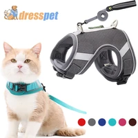 cat harness breathable collar for pet dogs and leash set adjustable chest vest walking lead reflective clothes kitten puppy