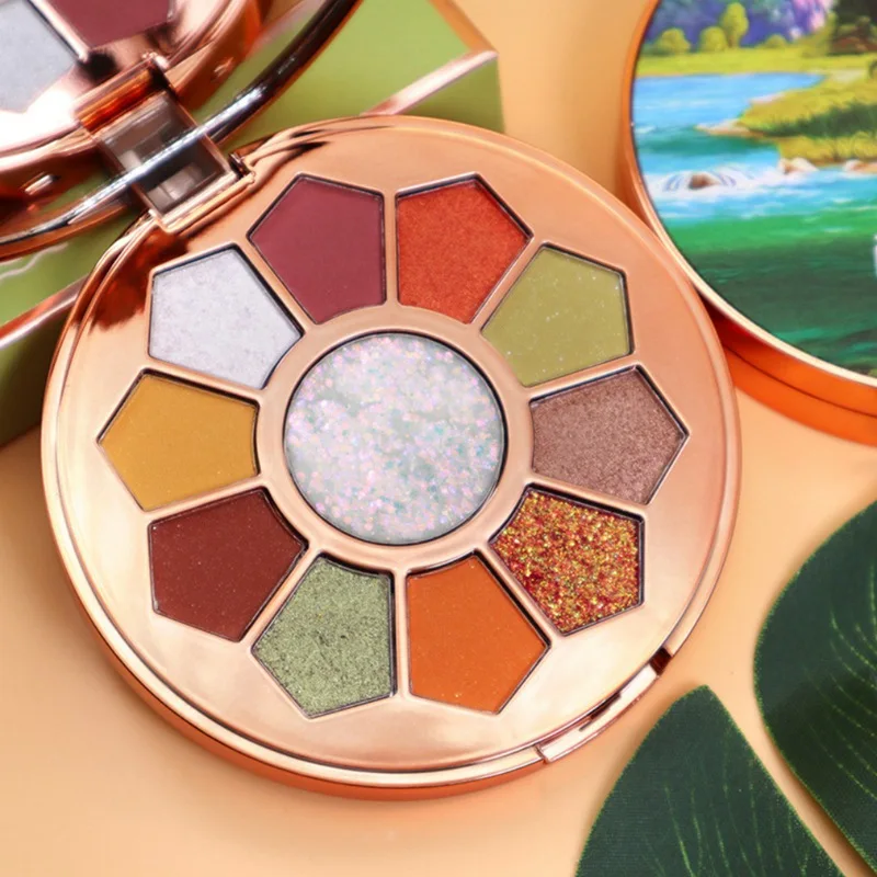 Природа 11 цветов Блеск тени для век Палитра мерцание и блеск алмазные порошок