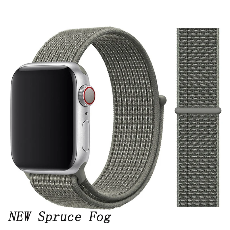 New Spruce Fog 5 Спортивная петля ремешок apple watch band 42 мм 38 мм apple watch 4 3 band iwatch band 44 мм 40 мм correa pulseira 42 44 нейлоновый ремешок для часов - Цвет ремешка: New Spruce Fog 5