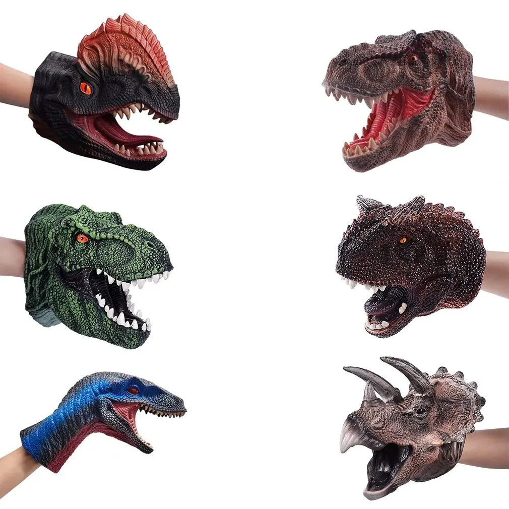 

Soft Dinosaur Hand Puppet Tyrannosaurus Rex Head Hand Puppet Figure Gloves Toys Children Role Play Gif