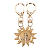 2 pc set sun shape you are my sun bff gold color zinc alloy friends gift couple good friends valentine gift keychain 2020 new