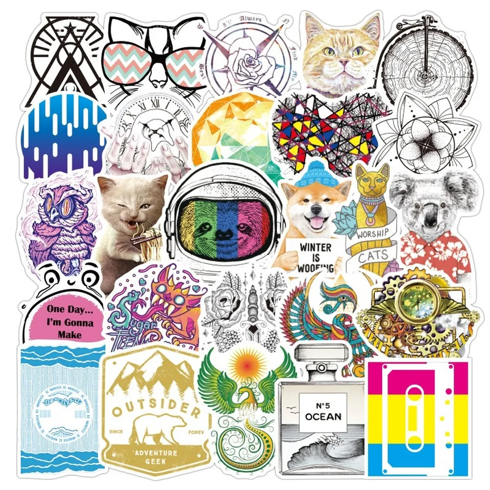 

100pcs Personalized Graffiti Stickers 2-3.2in Waterproof Reusable Luggage Laptop Phone Computer Pet Sticker Toy