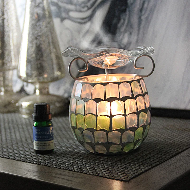 Подсвечник фонарь стеклянный светильник винтажная мозаика чайный подсвечники