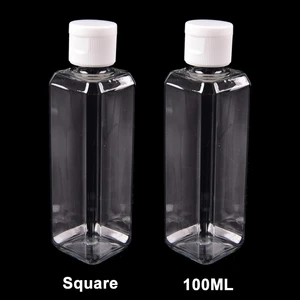 Пустая многоразовая бутылка 100 мл, квадратная банка для отжима, пластиковые бутылки, контейнер для макияжа, дорожные косметические контейнеры, бутылка для лосьона