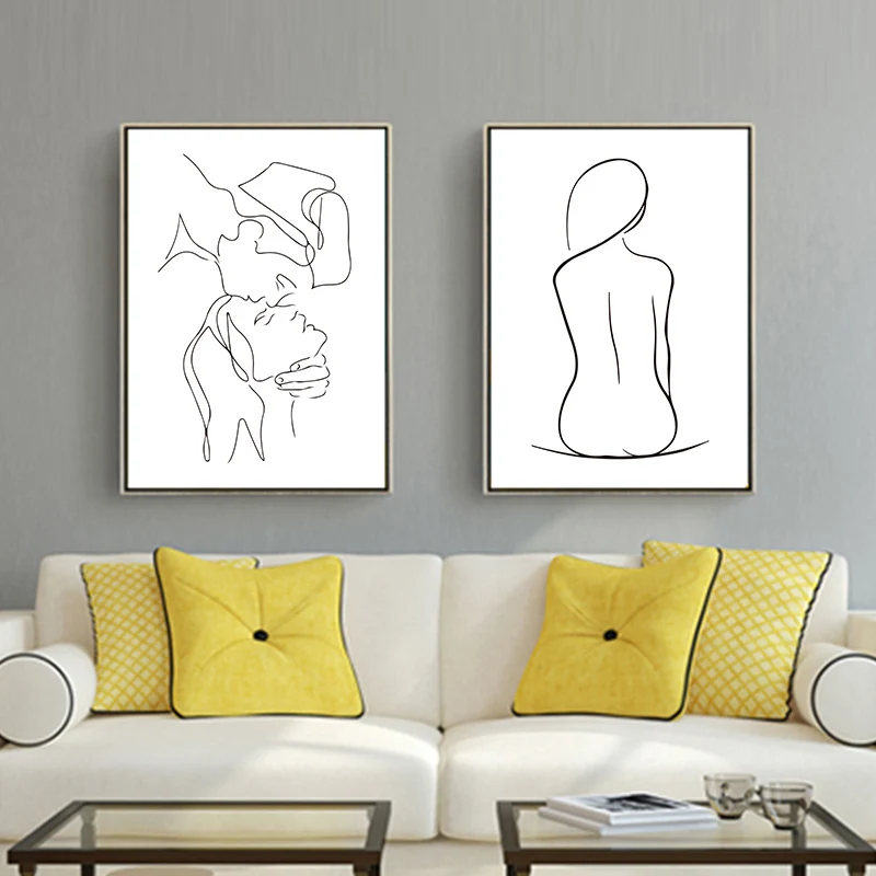 Нордический стиль простой сексуальный женский тело Обнаженная линия рисунок