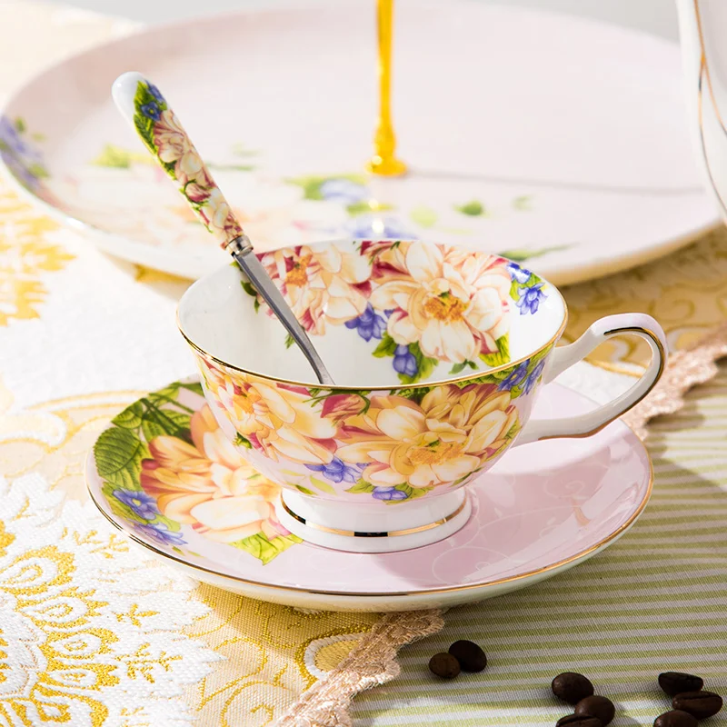 Выразительные Популярные синий розовый дизайн два цвета костяного фарфора чашки