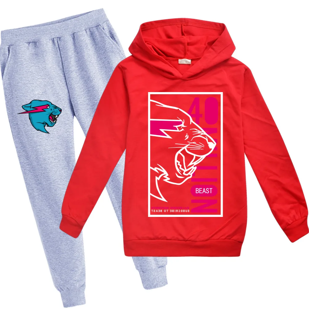 Cartoon Sweatshirt Fall Outdoor Sports Two-Piece Hoodies + Pants Boys And Girls Streetwear Kids Casual Pullover Teen Coat 3T-15T