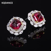 woman lab gemstones diamond blueredgreen stone emerald ruby tanzanite stud earrings 925 sterling silver fine jewelry 2021