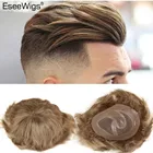Men's Toupee Swiss Mono Lace Thin Skin Hairpiece wigs Replacement System for Men #21 Ash Blonde Color European Human Hair 10x8