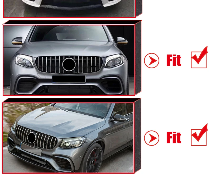 Для Mercedes GLC Class SUV X253 C253 X253 спортивный бампер Передняя решетка гриль решетки ABS черный W/камера добавить на стиль GTS Look 17-in