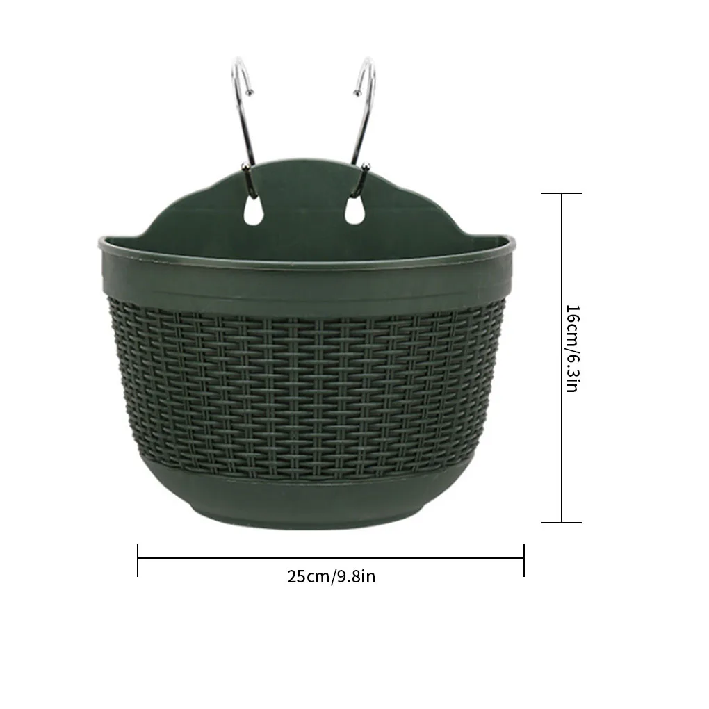 

Indoor Balcony Garden Rattan Wall Hanging Flower Pot Semicircular Resin Fence Basket Indoor Wall Hanging Flower Pot