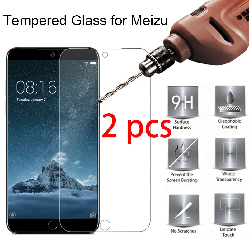 1/2 шт.! Закаленное защитное стекло для экрана Meizu Pro 7 6 Plus 5 закаленное 9H HD 16 15