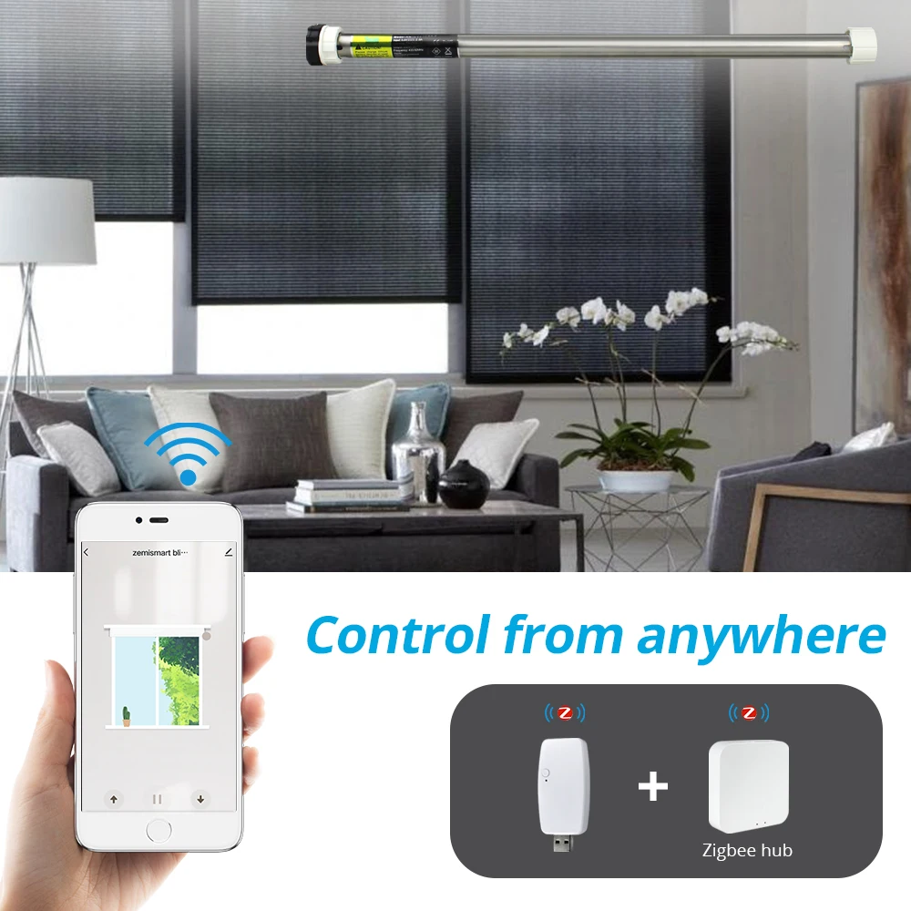 Трубчатый двигатель Intellithings Tuya Zigbee с литиевым аккумулятором для электрических