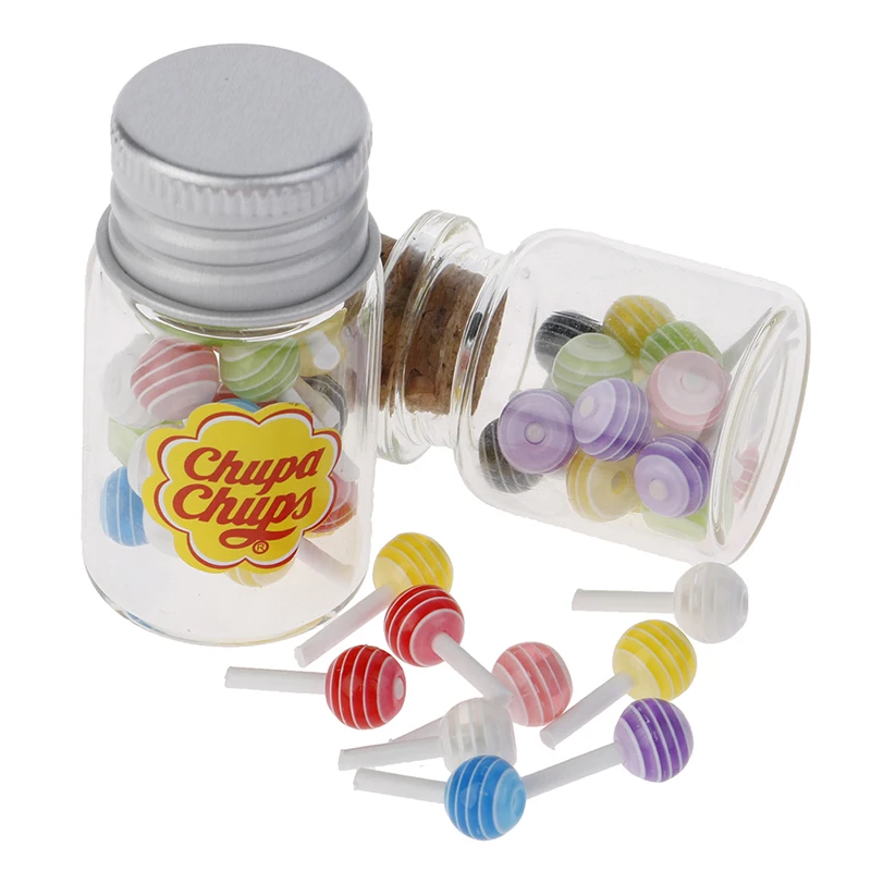 

Miniature Food Dessert Sugar Mini Lollipops With Lollipop Jar For Doll House 1/12 Kitchen Furniture Toys Accessories