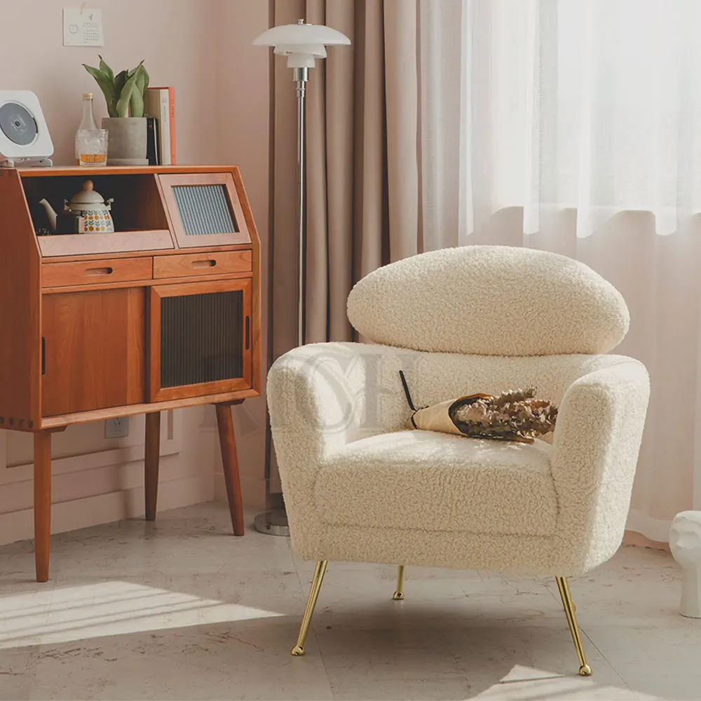 

Белое кресло из искусственной овчины, кресло из овечьей шерсти, Скандинавская овечья кожа, современное кресло из искусственной овечьей шер...