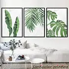 Скандинавский дизайн картина маслом холст зеленый лист в мраморном фоне плакат настенное Искусство Декор для гостиной