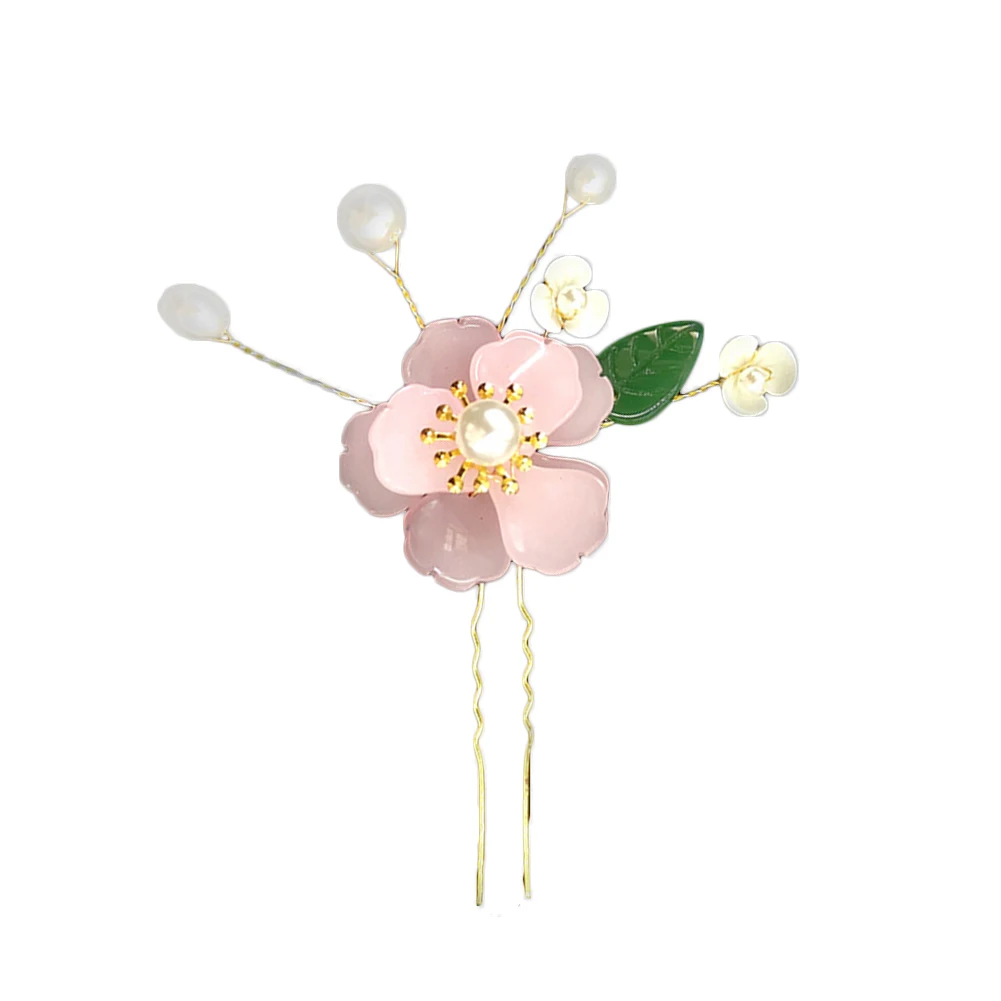 

Vintage Women Glaze Flower Faux Pearl Hairpin Hair Stick Accessory Photo Prop