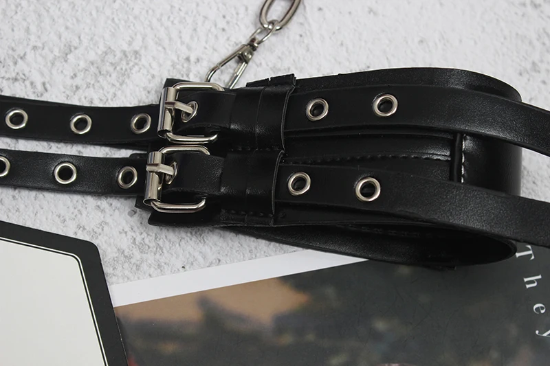 

[EAM] Black Buckle Metal Chain Long Elastic Pu Leather Belt Personality Women Fashion Tide All-match Spring Autumn 2021 1DD2845