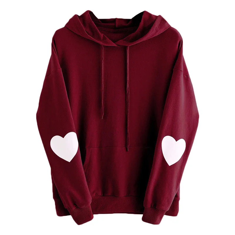 Женские весенние толстовки с капюшоном и принтом в виде сердца тонкий спортивный