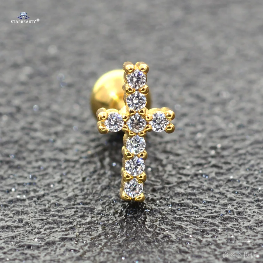 1pc 16G 6mm Love Jesus Cross Cartilage Piercing Helix Stud Daith Earrings Ear Silver Color Tragus Jewelry |