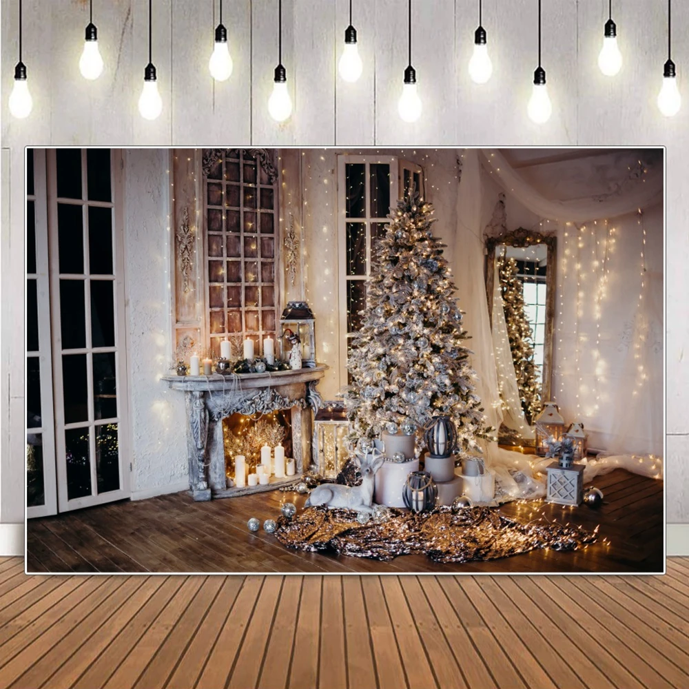 

Christmas Interior Decors Tree Fireplace Photography Background Baby Photozone Photocall Photographic Backdrops For Photo Studio