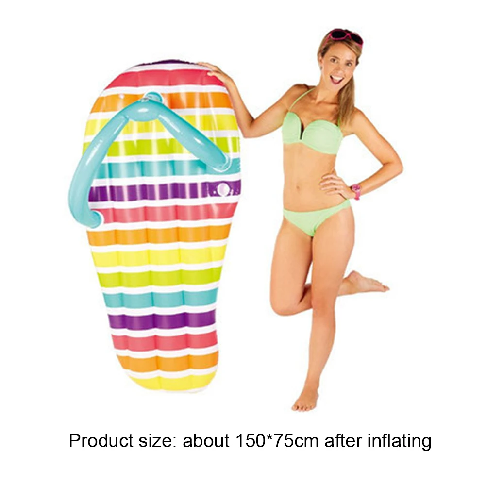 

Flop Pool Float Slippers Swimming Ring Inflatable Striped Air Cushion Slipper Floating Row for Adult Ride Water Toy