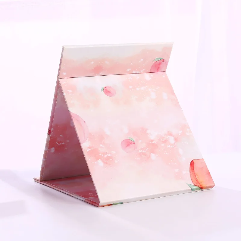 Foldable Fruit Pattern Makeup Mirror Dormitory Dressing Book Desktop Cute Large Portable Flip Student Mirror Angle Adjustable