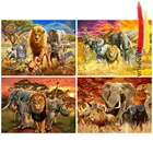 5D сделай сам, товары для шитья ручной работы, полная квадратная пейзажная живопись, Лев и слон, круглая вышивка, вышивка, украшение для дома