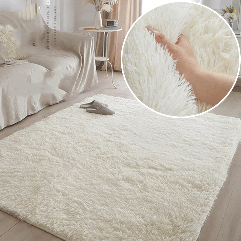 

Plush Carpet Living Room Decoration White Fluffy Rug Thick Bedroom Carpets Anti-slip Floor Soft Lounge Rugs Large Carpets Floor
