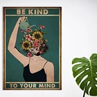 Ретро-постер умственное здоровье для сада, современный цветочный постер на холсте с изображением женщины, психолога, настенное украшение в скандинавском стиле