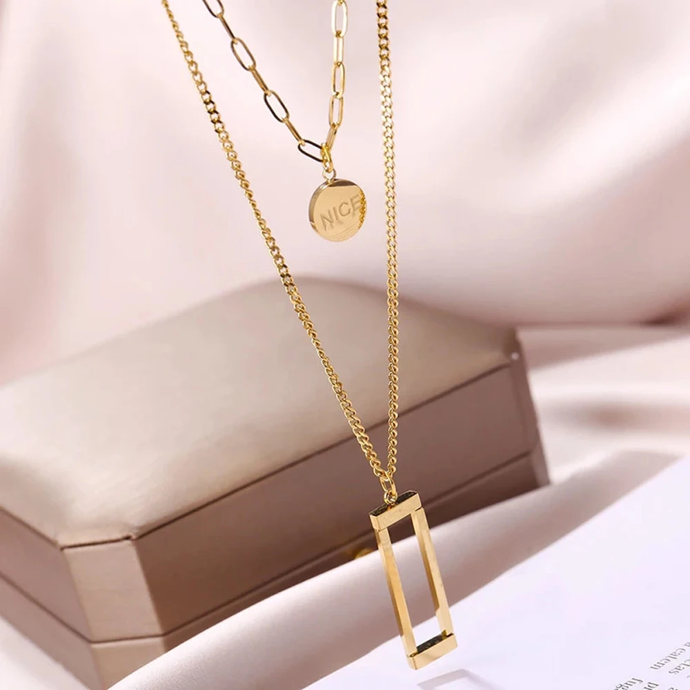

2021 Fashion Geometric Rectangular Metal Lady Necklace, Simple Temperament Party Jewelry Gift Jewelry Wholesale