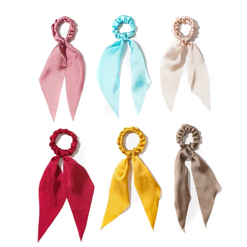 New Women Ponytail Long Elastic Hair Band Streamers Scrunchies Ties Bow Ribbon Rope Ring Fashion Accessories | Украшения и