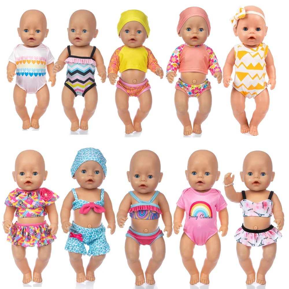 

2021 Baby New Born Baby Fit 17 inch 43cm Doll Clothes Accessories Fashion Swim Suit For Baby Birthday Gift Toys for Children