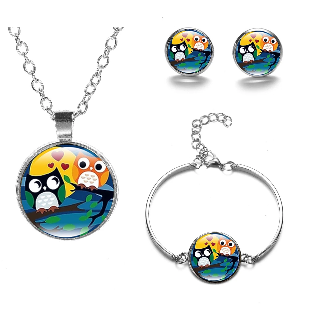 Набор ювелирных изделий из ожерелья браслета и сережек с подвеской в виде синей