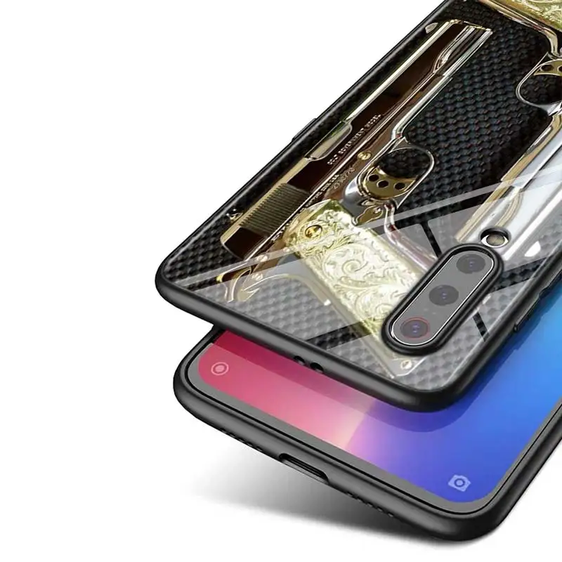 

Handgun Gun BUllets For Xiaomi Mi Note 10 Ultra 5G 9 SE 8 A3 A2 A1 6X Poco M2 Pro Play F1 Lite 5G Bright Black Phone Case