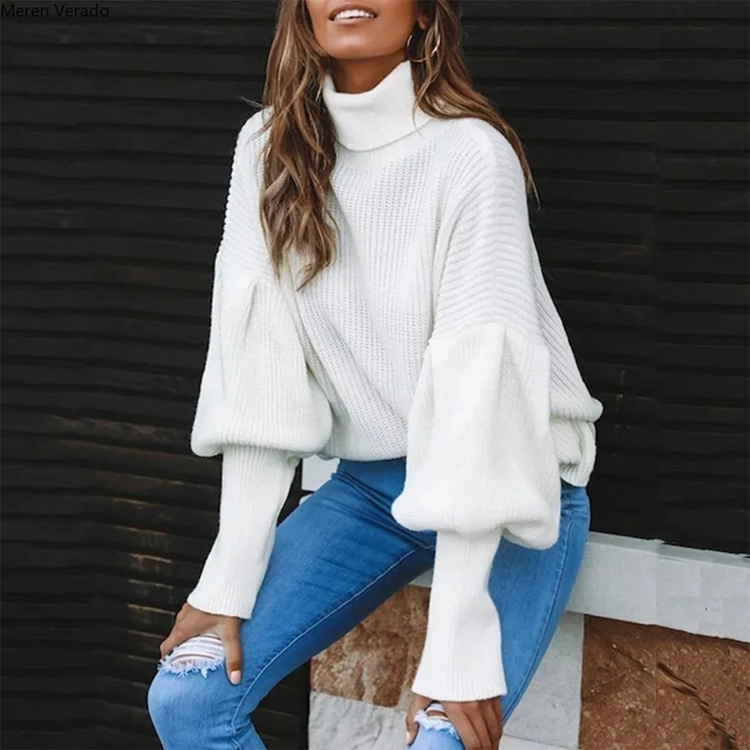 Meren Verado осень мода Водолазка хлопок сплошной цвет свободная длинная рубашка зима