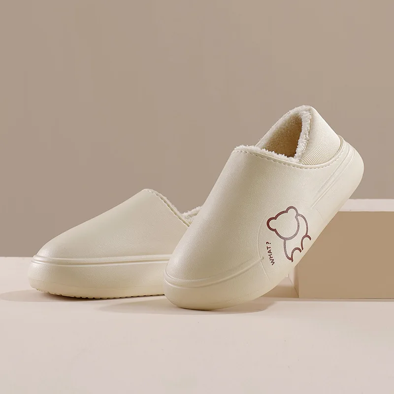 

Тапочки женские на толстой нескользящей подошве, домашние тапочки из хлопка, мягкая водонепроницаемая обувь для сохранения тепла и бархата...