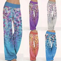 new 2021 women fashion floral print elastic loose wide leg pants yoga pants ladies casual comfortable trousers s 3xl