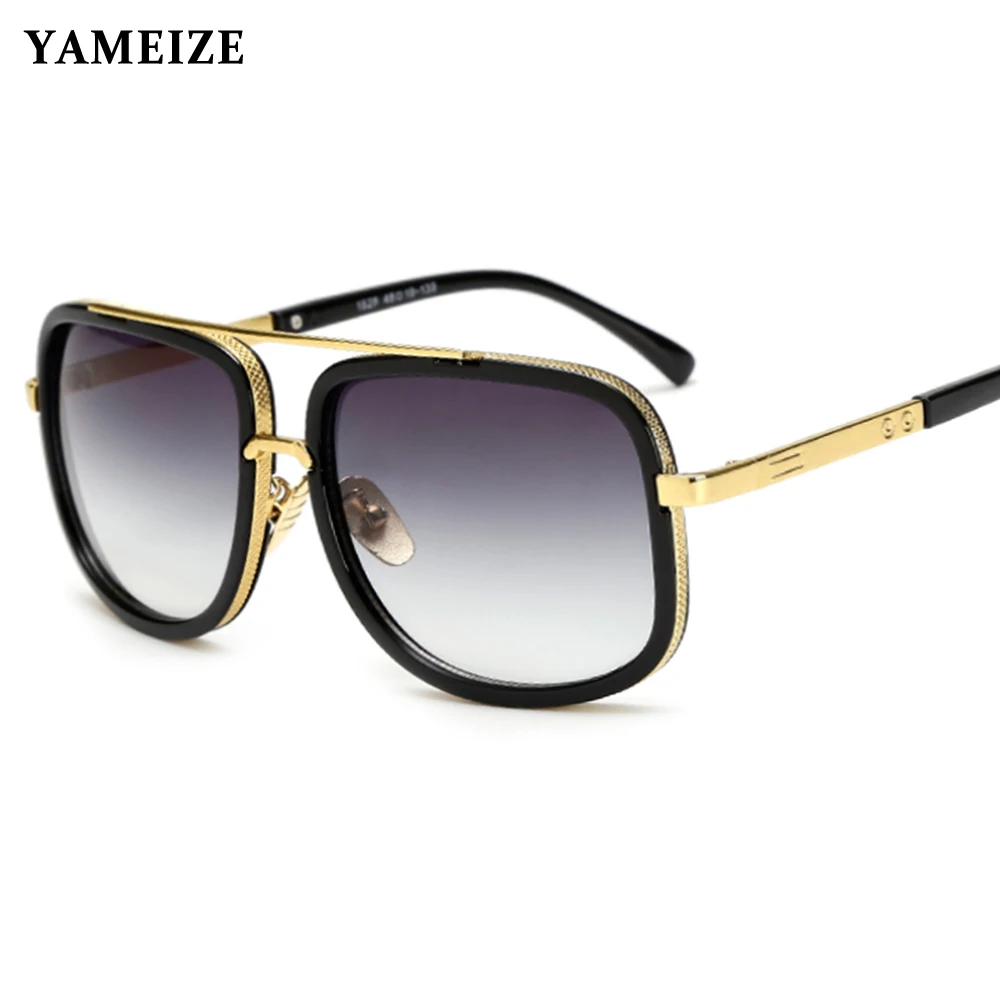 YAMEIZE Classic Oversized Men Sunglasses Gold Male Female Superstar Sun Glasses Shade Mirror UV400 Driving Gafas | Аксессуары для